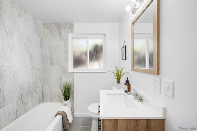 1148 N Clinton St, Aurora, CO 80010 - bathroom featuring vanity, toilet, tile patterned floors, and shower / tub combination