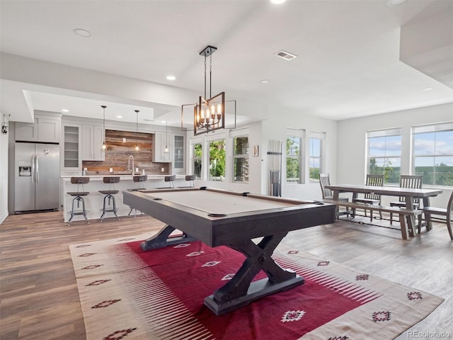 3056 Yale Dr, Broomfield, CO 80023 - rec room with light wood-type flooring, billiards table, and recessed lighting