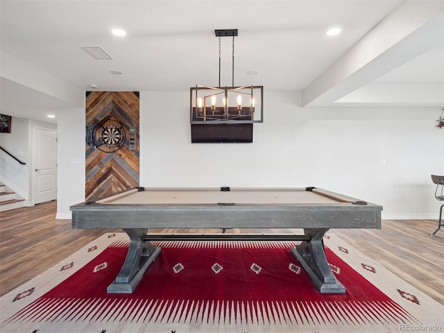 3056 Yale Dr, Broomfield, CO 80023 - playroom featuring billiards table, wood finished floors, and recessed lighting