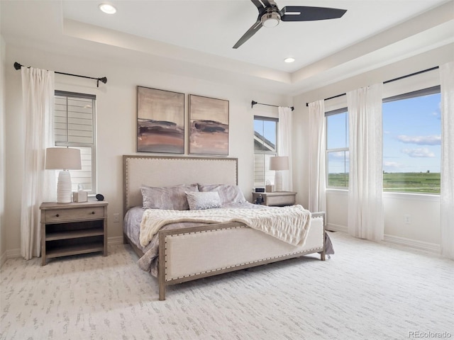 3056 Yale Dr, Broomfield, CO 80023 - bedroom with a raised ceiling, recessed lighting, and a ceiling fan