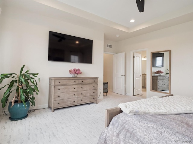 3056 Yale Dr, Broomfield, CO 80023 - bedroom with recessed lighting, connected bathroom, and a ceiling fan