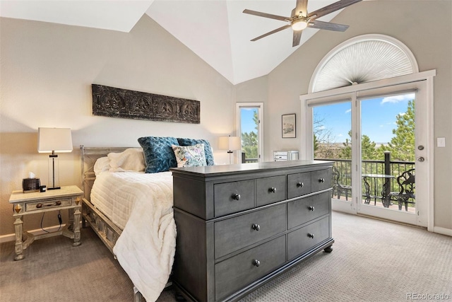 150 Chantrey Ct, Colorado Springs, CO 80906 - bedroom with access to outside, baseboards, and light colored carpet
