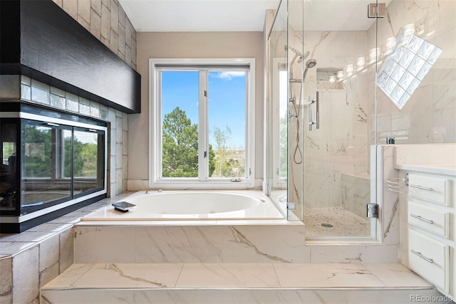 150 Chantrey Ct, Colorado Springs, CO 80906 - bathroom with marble finish floor, a marble finish shower, and a bath