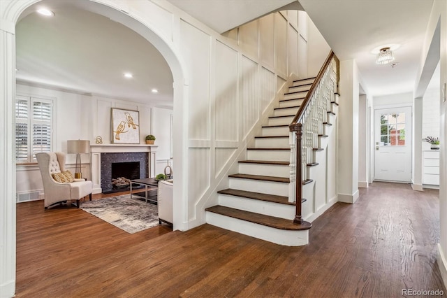 stairway with wood-type flooring