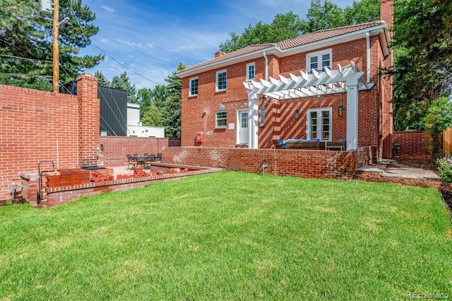 view of yard featuring a pergola and a patio area