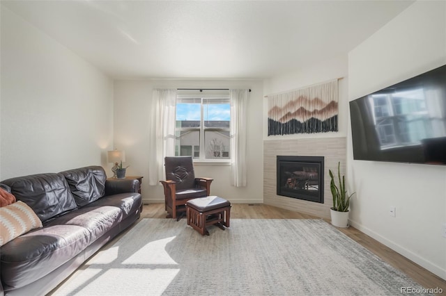 living room featuring light wood-type flooring