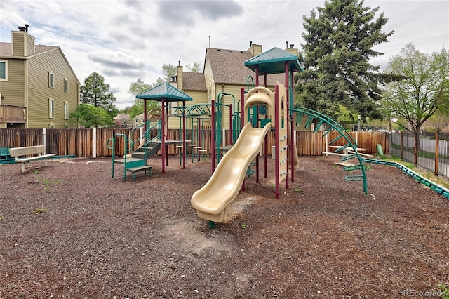 communal playground with fence
