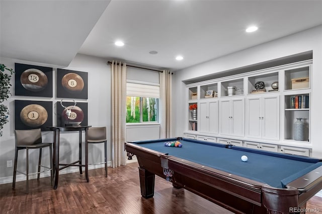 23615 E Del Norte Pl, Aurora, CO 80016 - playroom featuring dark wood-type flooring, billiards table, and recessed lighting