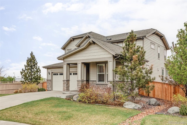 500 176th Ave, Broomfield, CO 80023 - craftsman inspired home with fence, a shingled roof, an attached garage, a front lawn, and driveway