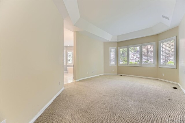 85 Silver Fox Dr, Greenwood Village, CO 80121 - empty room with a raised ceiling, baseboards, and light colored carpet