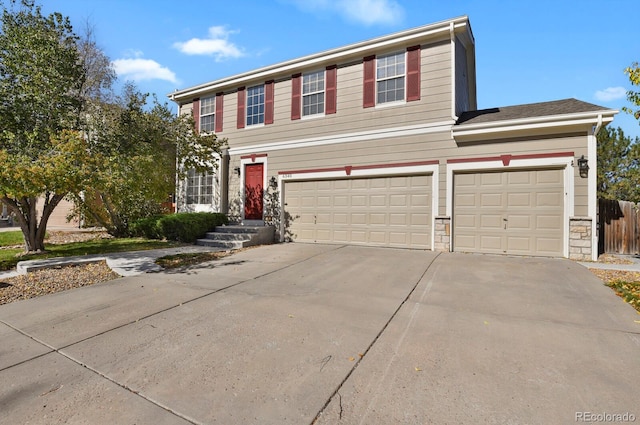 view of front of property featuring a garage