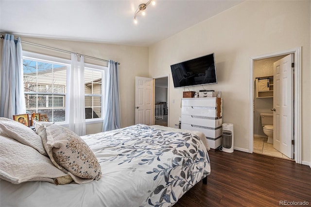 bedroom featuring dark wood-type flooring