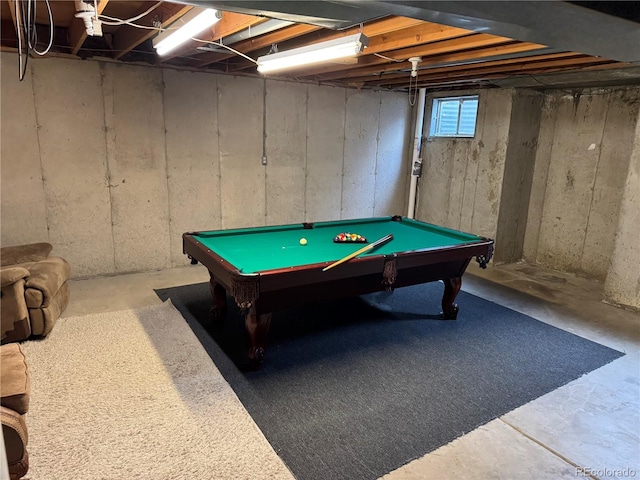 14204 E Baltic Cir, Aurora, CO 80014 - rec room with pool table and unfinished concrete floors