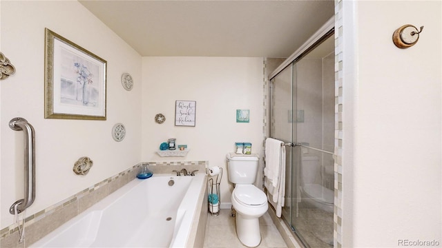 4160 Converse Rd, Bennett, CO 80102 - full bathroom featuring a bath, a shower stall, and tile patterned flooring
