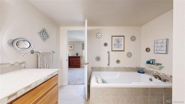 4160 Converse Rd, Bennett, CO 80102 - bathroom with vanity, a garden tub, and tile patterned floors