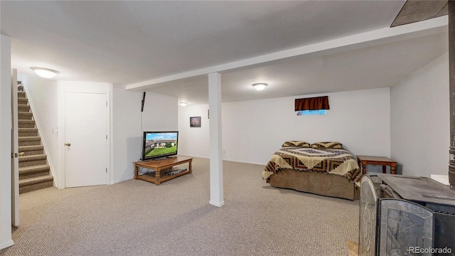 4160 Converse Rd, Bennett, CO 80102 - finished below grade area featuring carpet floors and stairway