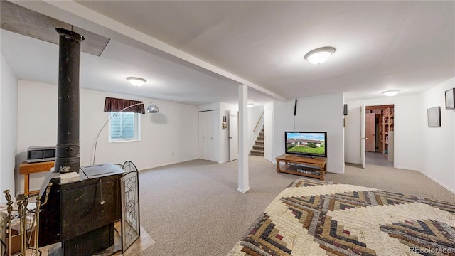 4160 Converse Rd, Bennett, CO 80102 - basement featuring carpet flooring and stairway