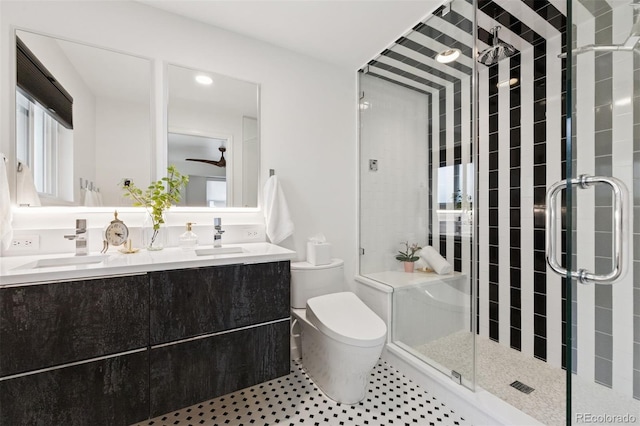 8612 W 69th Pl, Arvada, CO 80004 - bathroom featuring double vanity and a stall shower