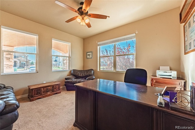 2459 Delicato Ct, Colorado Springs, CO 80921 - office featuring light carpet, a ceiling fan, and baseboards