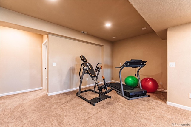 2459 Delicato Ct, Colorado Springs, CO 80921 - workout room featuring carpet, baseboards, and recessed lighting