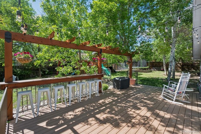 2865 Newland St, Wheat Ridge, CO 80214 - deck with a trampoline and a playground