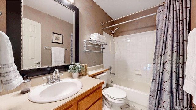 13307 Humboldt Dr, Thornton, CO 80241 - bathroom with toilet, shower / tub combo with curtain, and vanity
