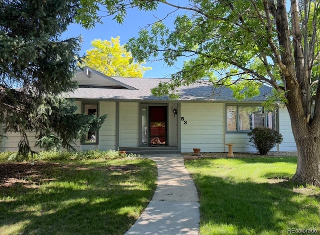 53 Douglas Dr S, Broomfield, CO 80020 - ranch-style home with a front yard and roof with shingles