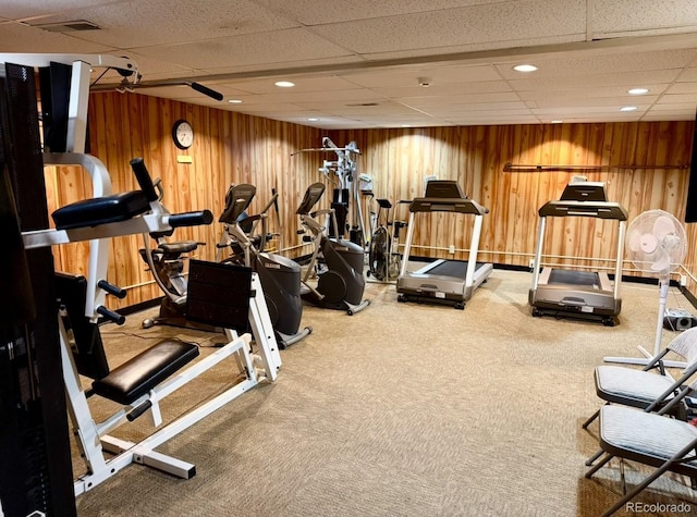 53 Douglas Dr S, Broomfield, CO 80020 - gym with wooden walls and carpet floors