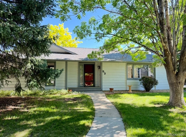 53 Douglas Dr S, Broomfield, CO 80020 - ranch-style home with a front lawn and a shingled roof