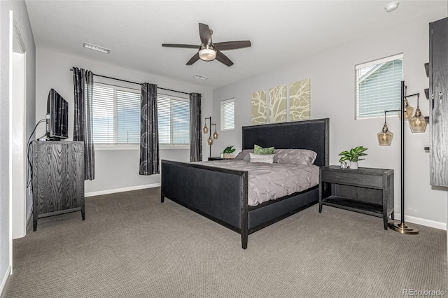 9406 Bross St, Arvada, CO 80007 - bedroom featuring carpet floors, multiple windows, and a ceiling fan