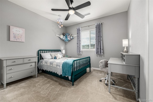 9406 Bross St, Arvada, CO 80007 - bedroom with light carpet and ceiling fan