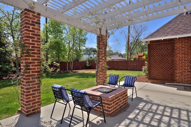 2500 Locust St, Denver, CO 80207 - view of patio featuring a fire pit and a pergola