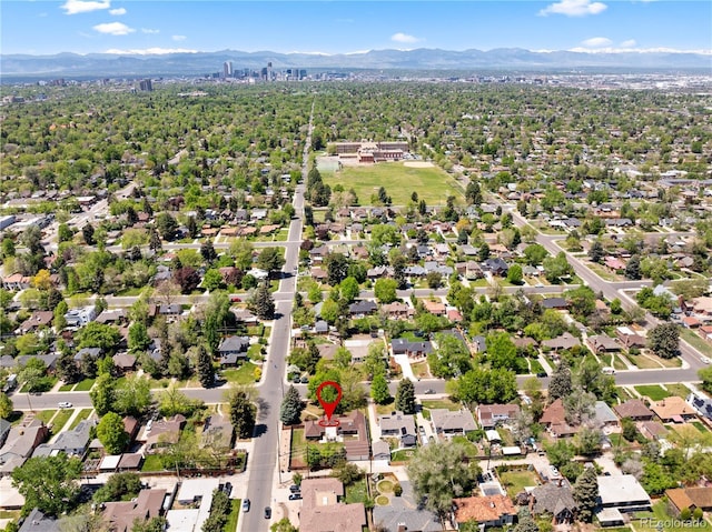 2500 Locust St, Denver, CO 80207 - aerial overview of property's location featuring a mountainous background
