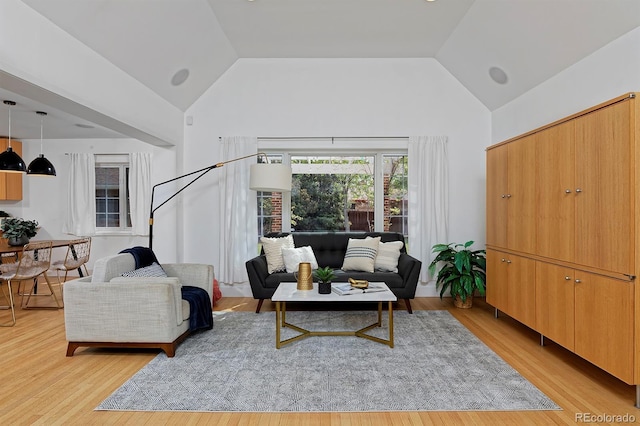2500 Locust St, Denver, CO 80207 - living room with high vaulted ceiling and light wood-type flooring