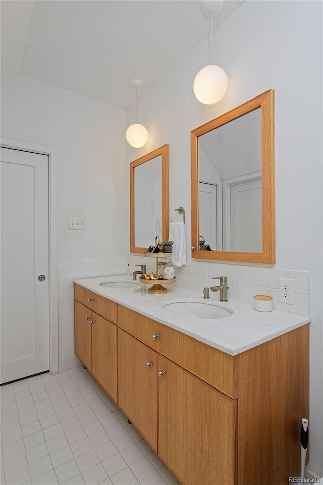 2500 Locust St, Denver, CO 80207 - full bathroom with double vanity and tile patterned flooring