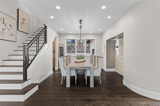 22454 Anasazi Way, Golden, CO 80401 - dining space with stairs, recessed lighting, and wood finished floors