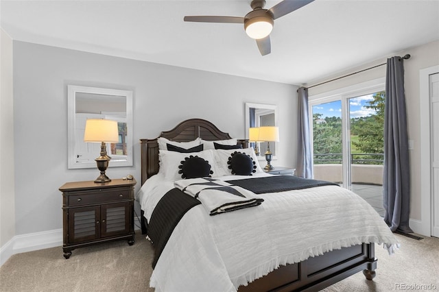 22454 Anasazi Way, Golden, CO 80401 - bedroom with light colored carpet, access to outside, and ceiling fan