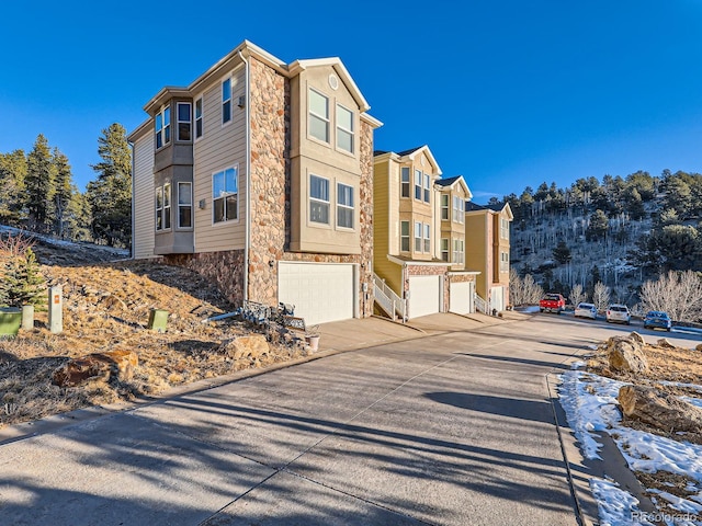 exterior space with a garage