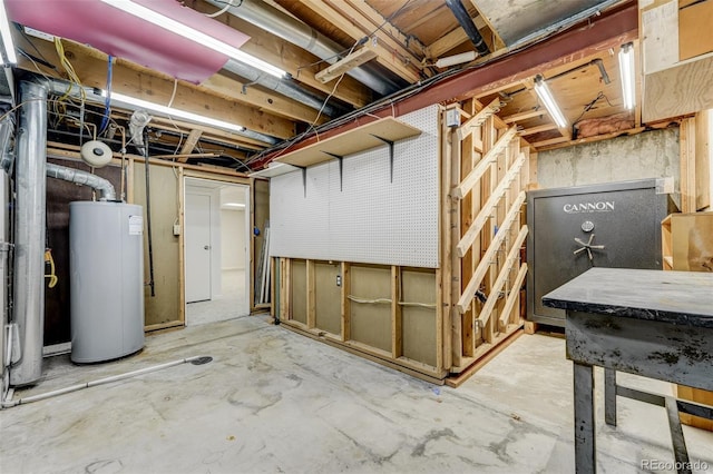 basement with water heater