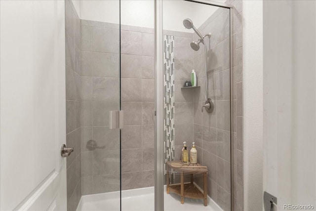 bathroom featuring a stall shower