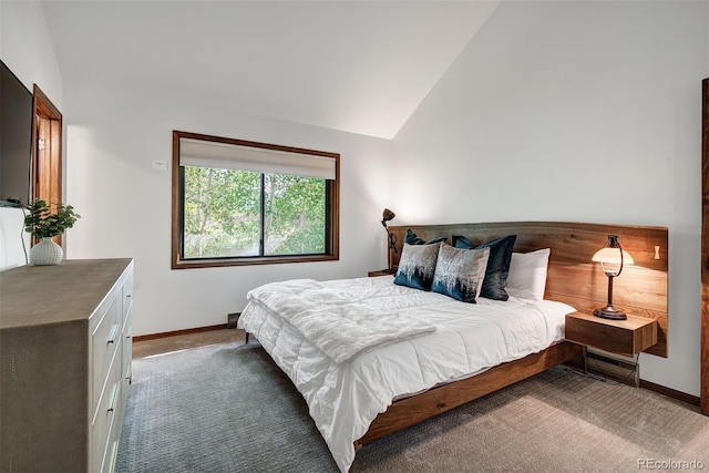 180 Nottingham Rd Unit C, Avon, CO 81620 - bedroom with carpet floors and high vaulted ceiling