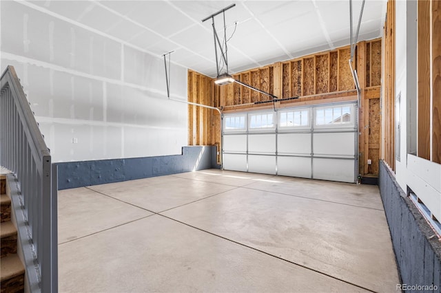 garage with a garage door opener
