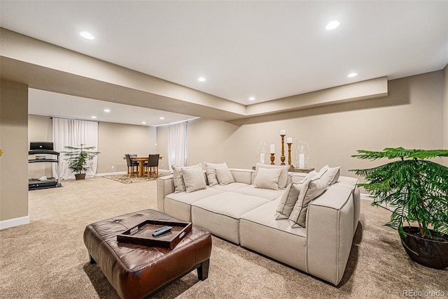 3480 Mount Powell Dr, Broomfield, CO 80023 - living area with carpet flooring, recessed lighting, and baseboards
