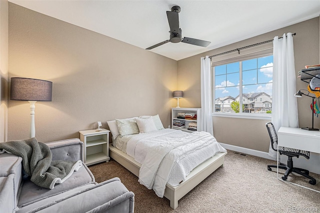 3480 Mount Powell Dr, Broomfield, CO 80023 - carpeted bedroom with visible vents, baseboards, and ceiling fan
