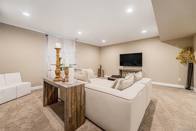 3480 Mount Powell Dr, Broomfield, CO 80023 - living area featuring baseboards, light carpet, and recessed lighting