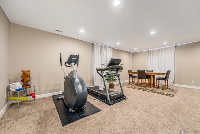 3480 Mount Powell Dr, Broomfield, CO 80023 - exercise room with carpet floors, recessed lighting, baseboards, and visible vents