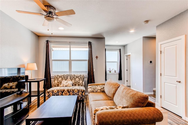 262 S 4th Ct, Deer Trail, CO 80105 - living room with ceiling fan and light wood-type flooring