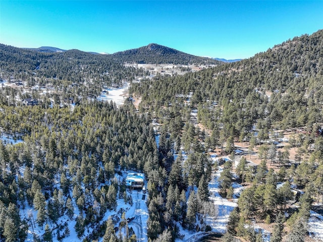 drone / aerial view featuring a mountain view