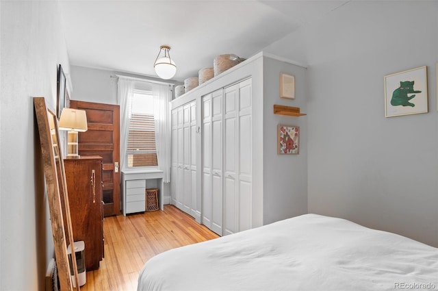 bedroom featuring light wood-type flooring