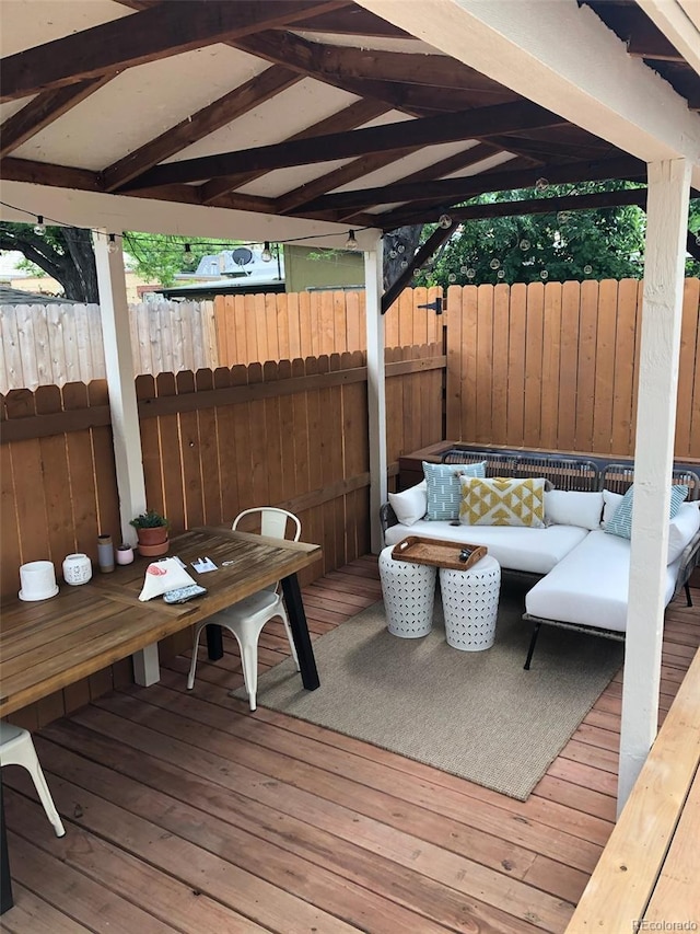 deck featuring an outdoor living space